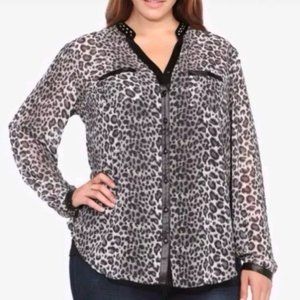 Torrid Cheetah Print Faux Leather, Studded Blouse